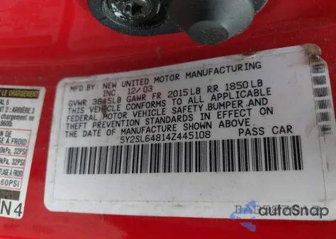 2004 Pontiac Vibe z USA, uszkodzony, nr VIN 5Y2SL64814Z445108